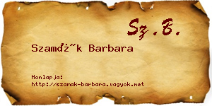 Szamák Barbara névjegykártya